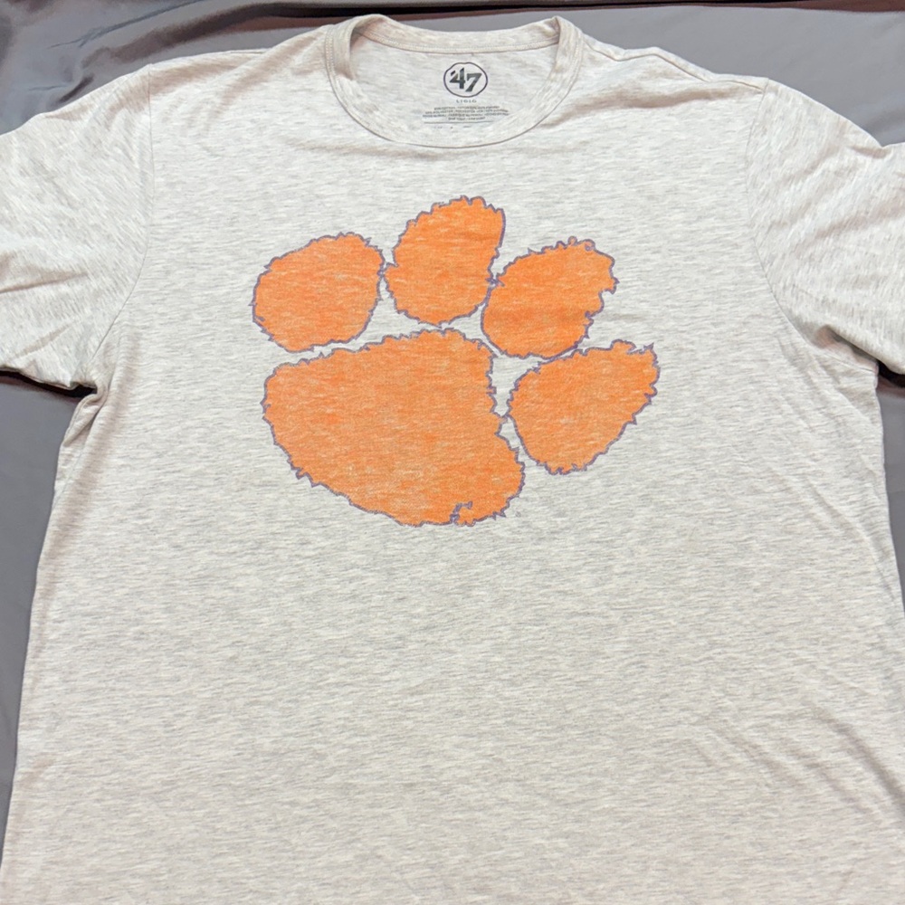 '47 Brand Clemson Tigers Men's Heather Gray Franklin T-Shirt Vintage Paw Logo L